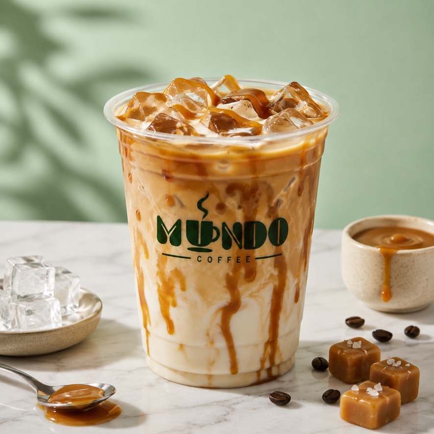 Iced coffee met karamel